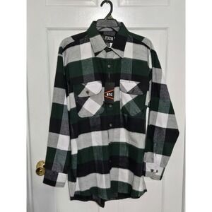 BTC mens button up flannel shirt NWT sz Large Tall green black